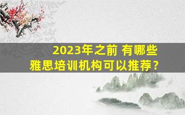 2023年之前 有哪些雅思培训机构可以推荐？